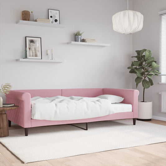 Lit de repos avec matelas rose 100x200 cm velours