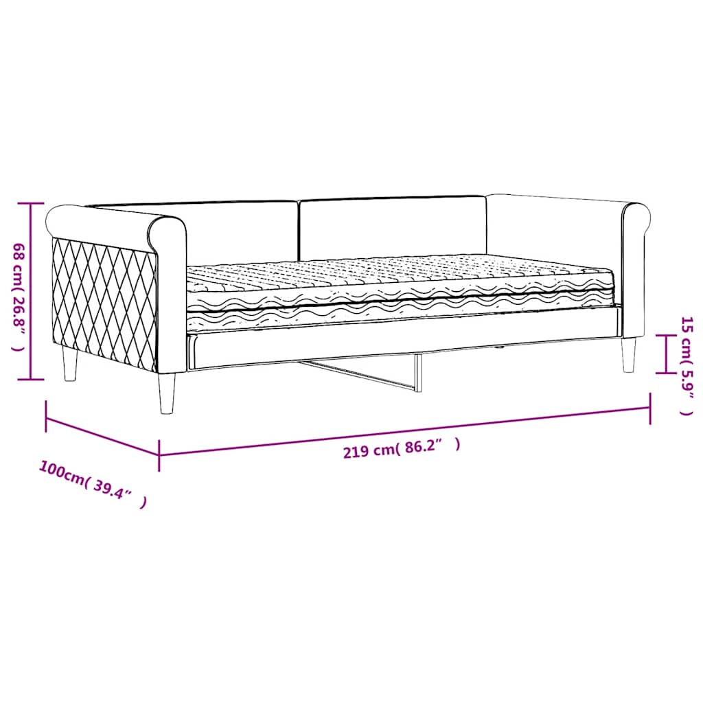 Tagesbett mit Matratze Dunkelgrau 90x190 cm Samt