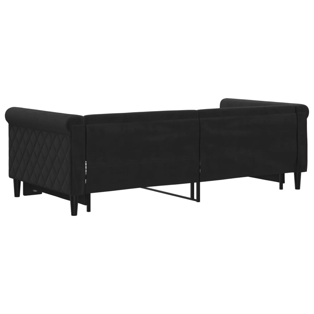 Tagesbett Ausziehbar Schwarz 90x190 cm Samt