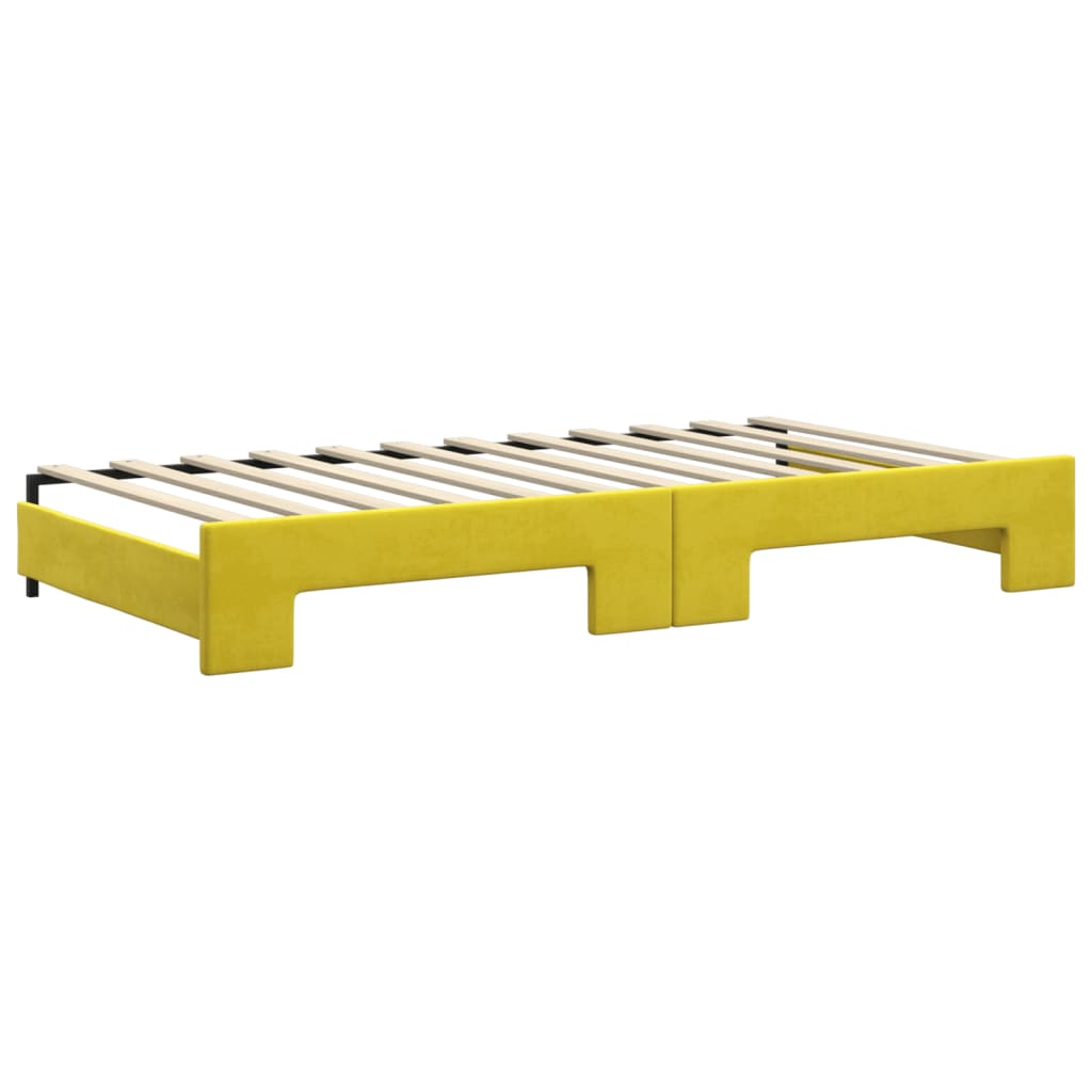 Tagesbett Ausziehbar mit Matratzen Gelb 100x200 cm Samt