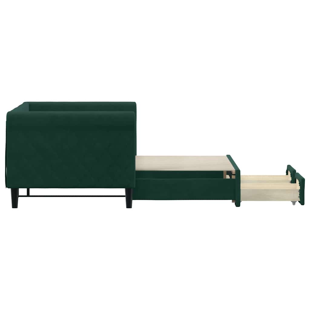 Tagesbett Ausziehbar mit Schubladen Dunkelgrün 80x200 cm Samt