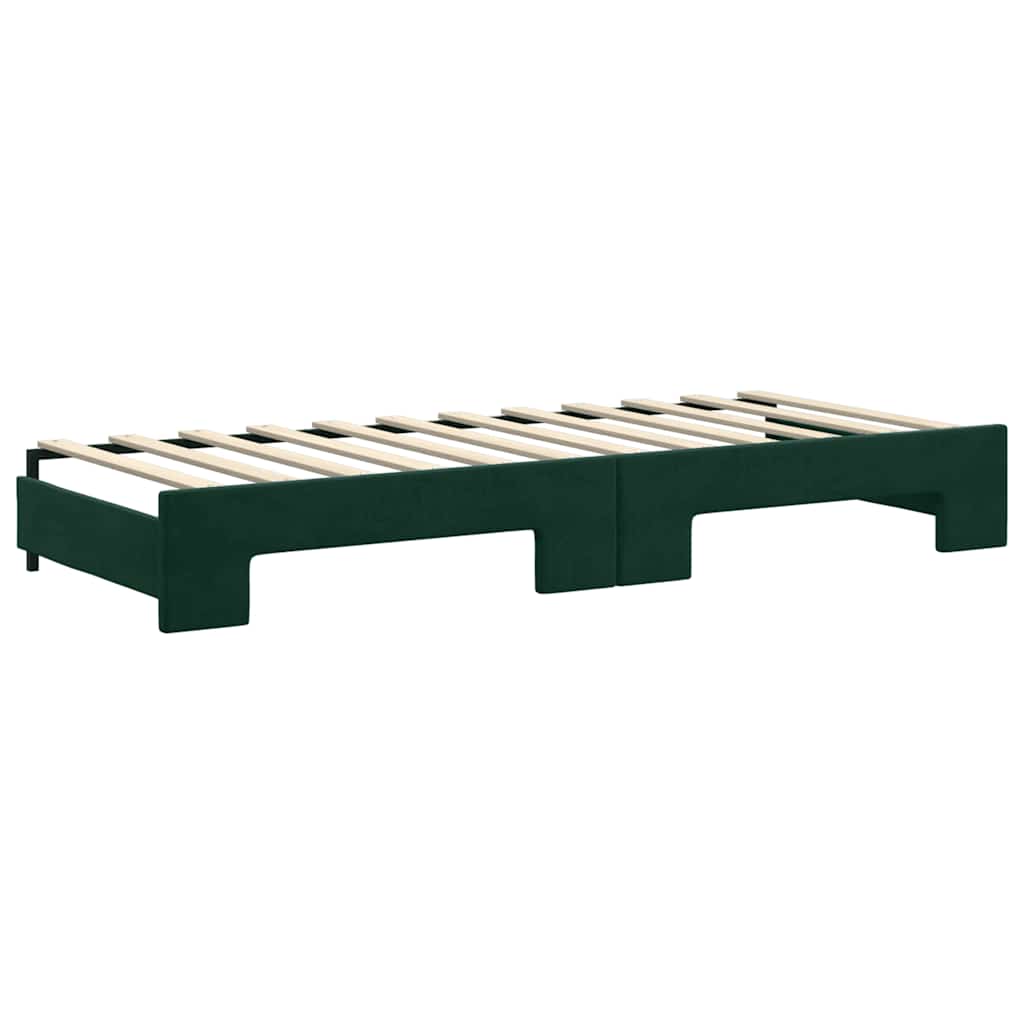 Tagesbett Ausziehbar mit Schubladen Dunkelgrün 80x200 cm Samt