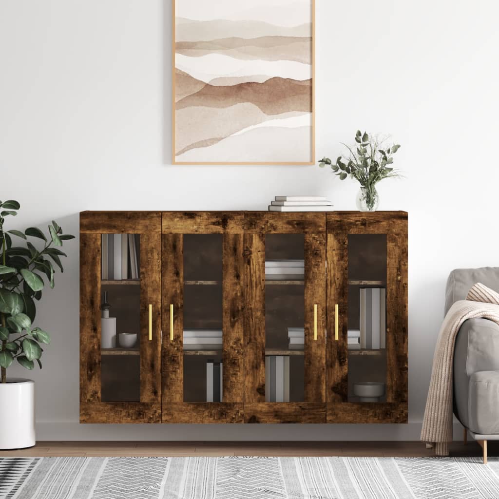 Wandschränke 2 Stk. Räuchereiche Holzwerkstoff