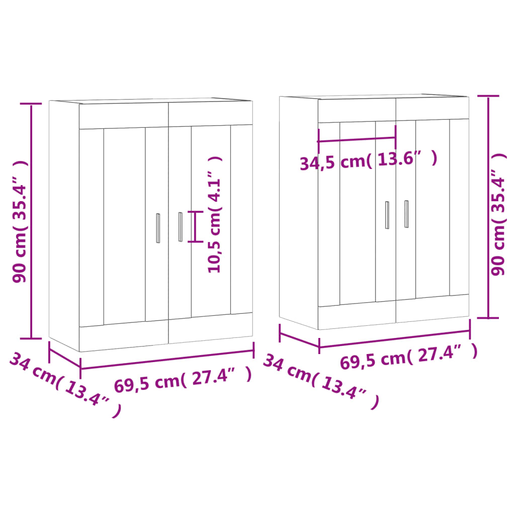 Wandschränke 2 Stk. Weiß Holzwerkstoff