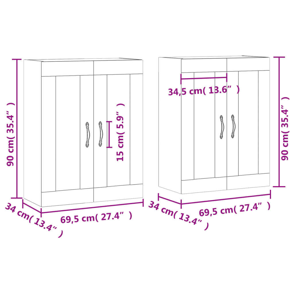Wandschränke 2 Stk. Weiß Holzwerkstoff