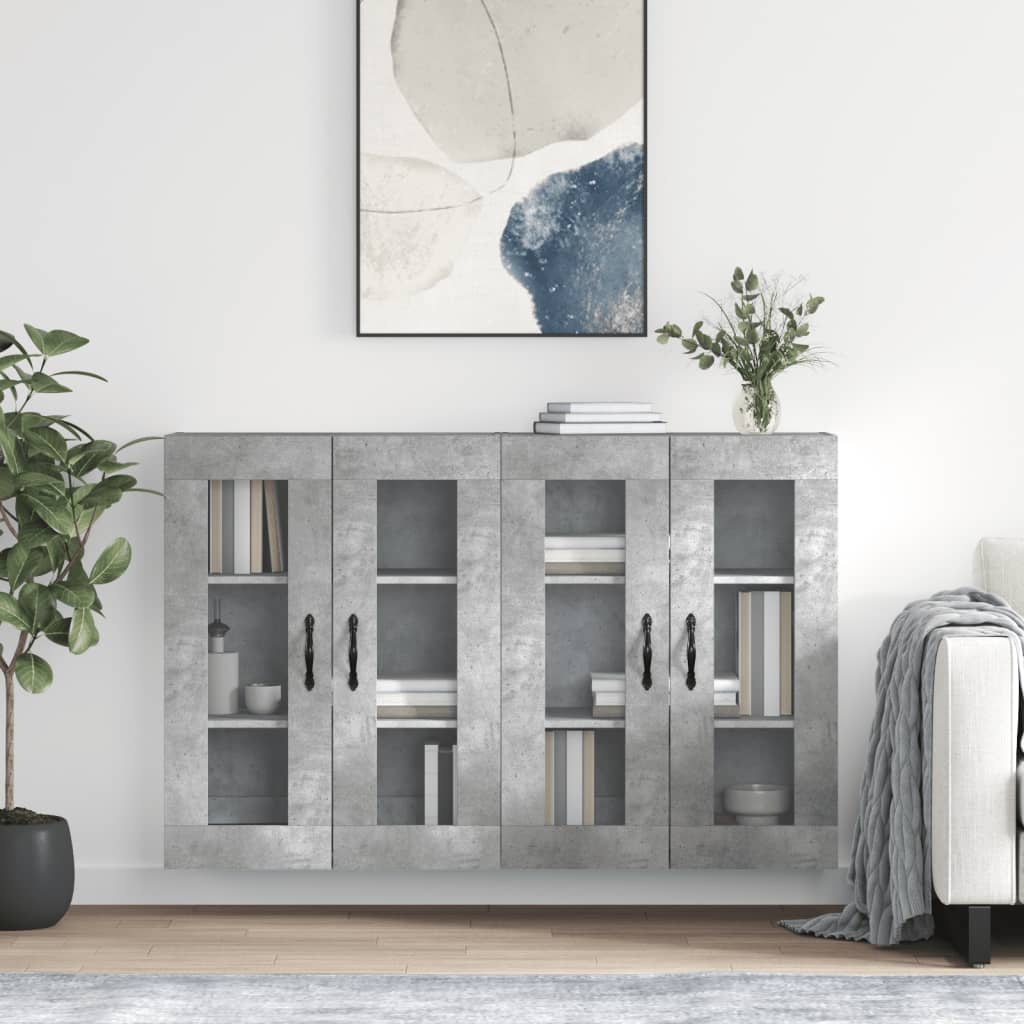 Wandschränke 2 Stk. Betongrau Holzwerkstoff