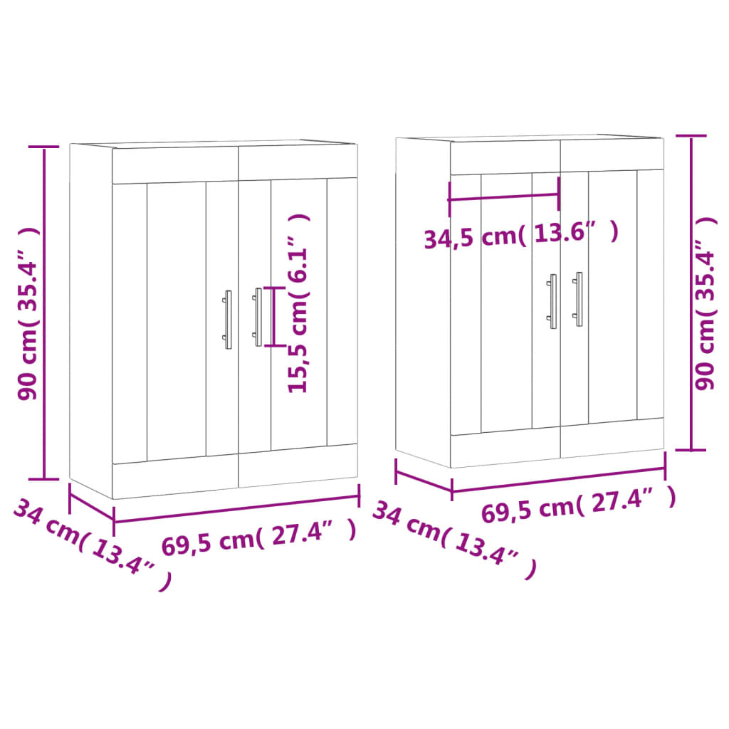 Wandschränke 2 Stk. Weiß Holzwerkstoff