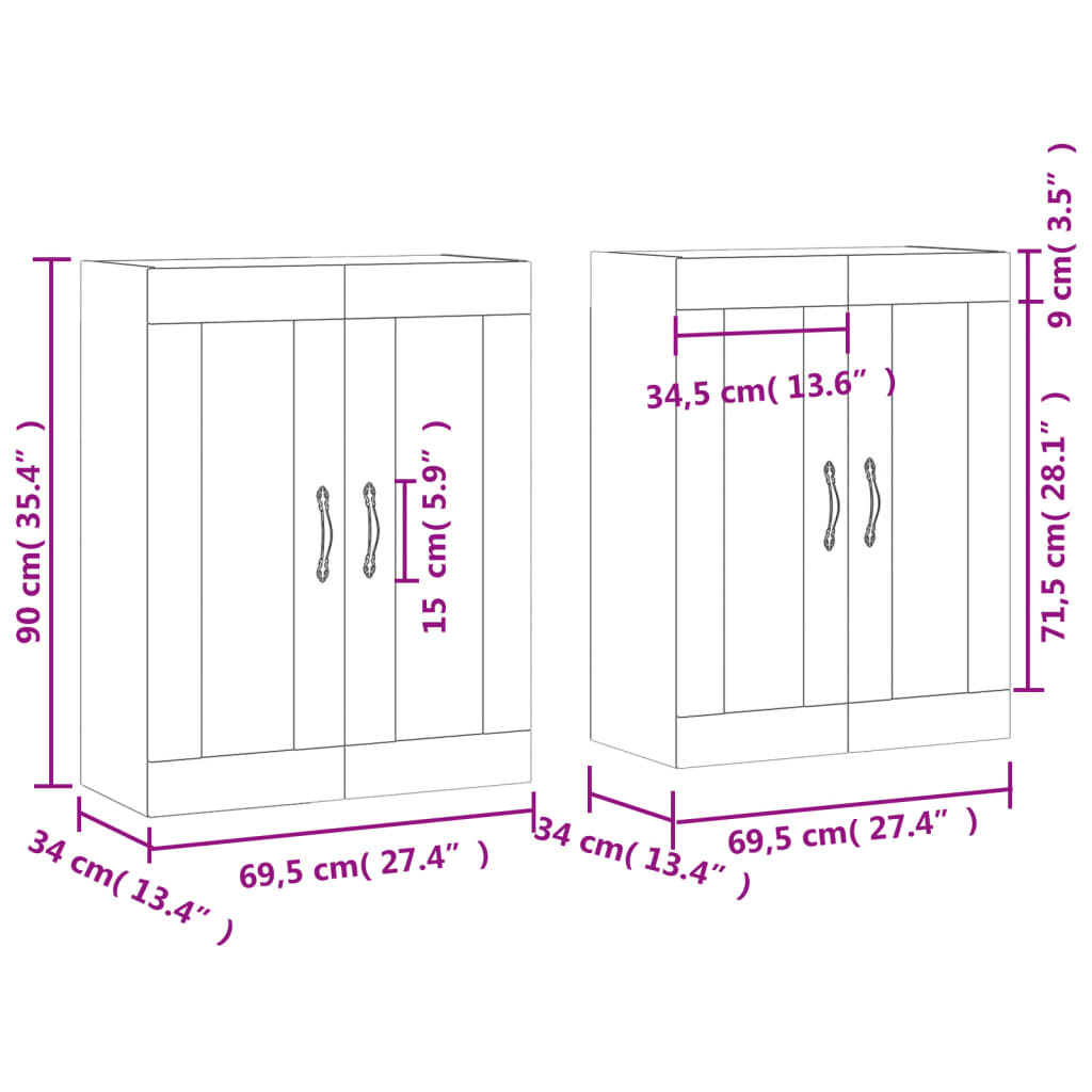 Wandschränke 2 Stk. Weiß Holzwerkstoff