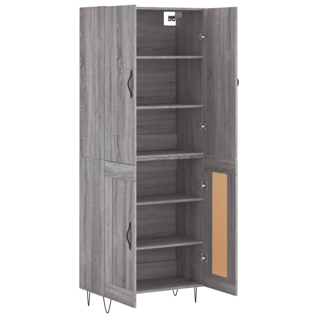 Highboard Grau Sonoma 69,5x34x180 cm Holzwerkstoff