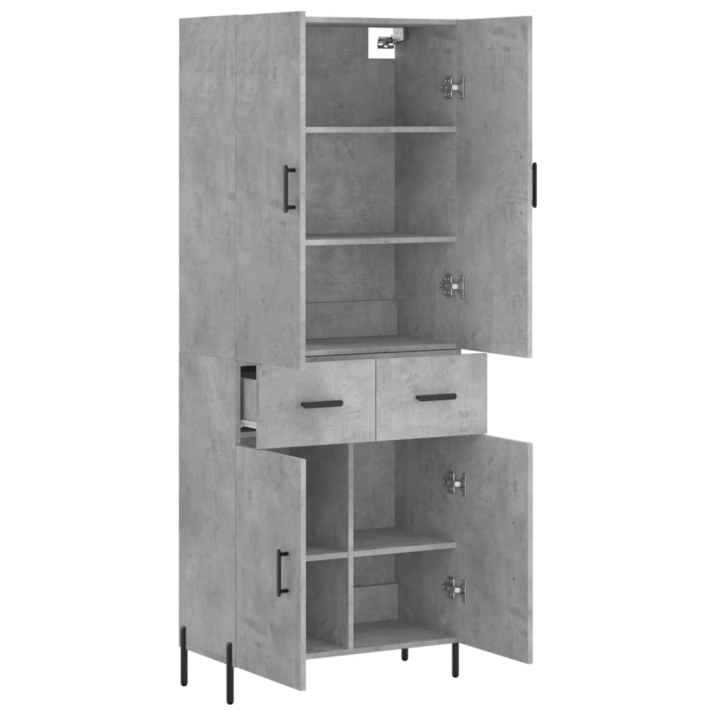 Highboard Betongrau 69,5x34x180 cm Holzwerkstoff