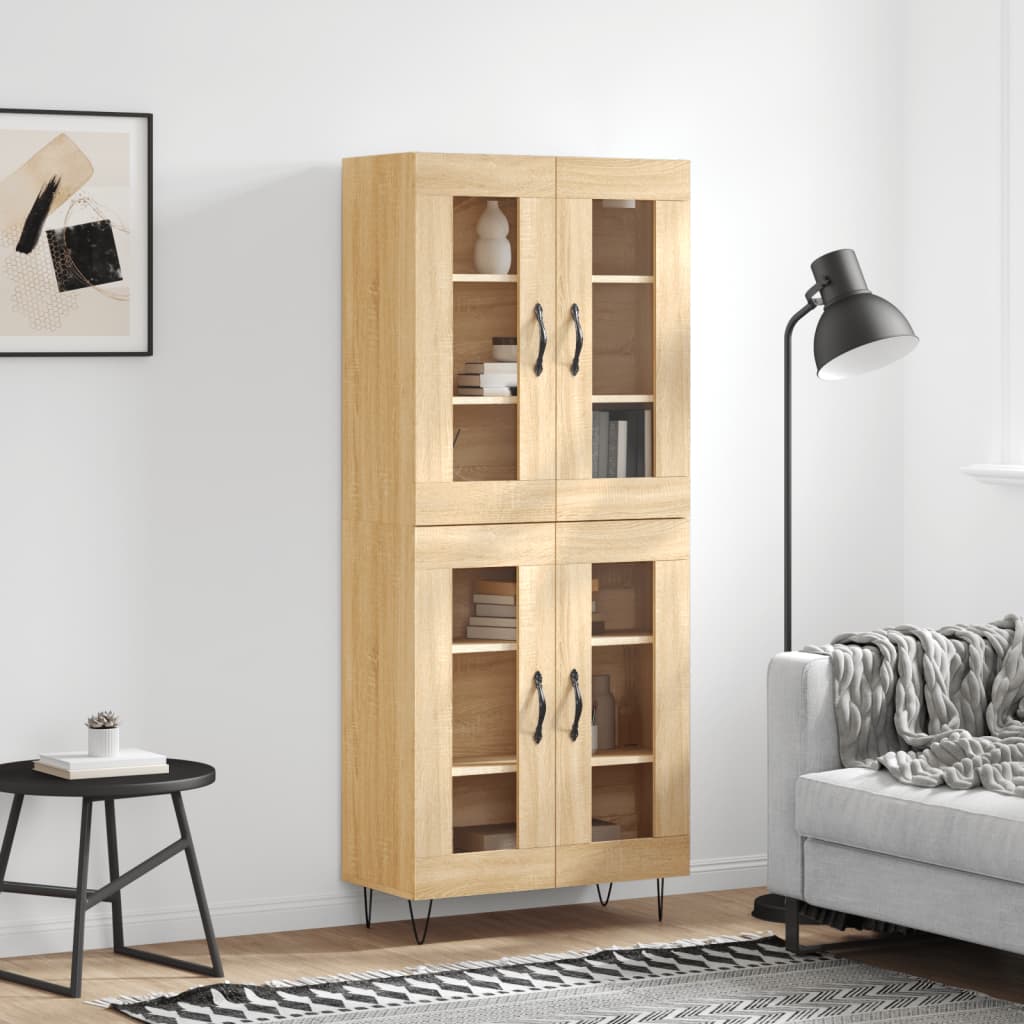Highboard Sonoma-Eiche 69,5x34x180 cm Holzwerkstoff