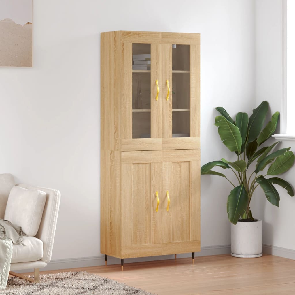 Highboard Sonoma-Eiche 69,5x34x180 cm Holzwerkstoff