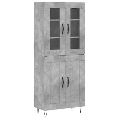 Highboard Betongrau 69,5x34x180 cm Holzwerkstoff