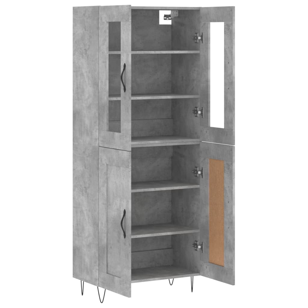 Highboard Betongrau 69,5x34x180 cm Holzwerkstoff