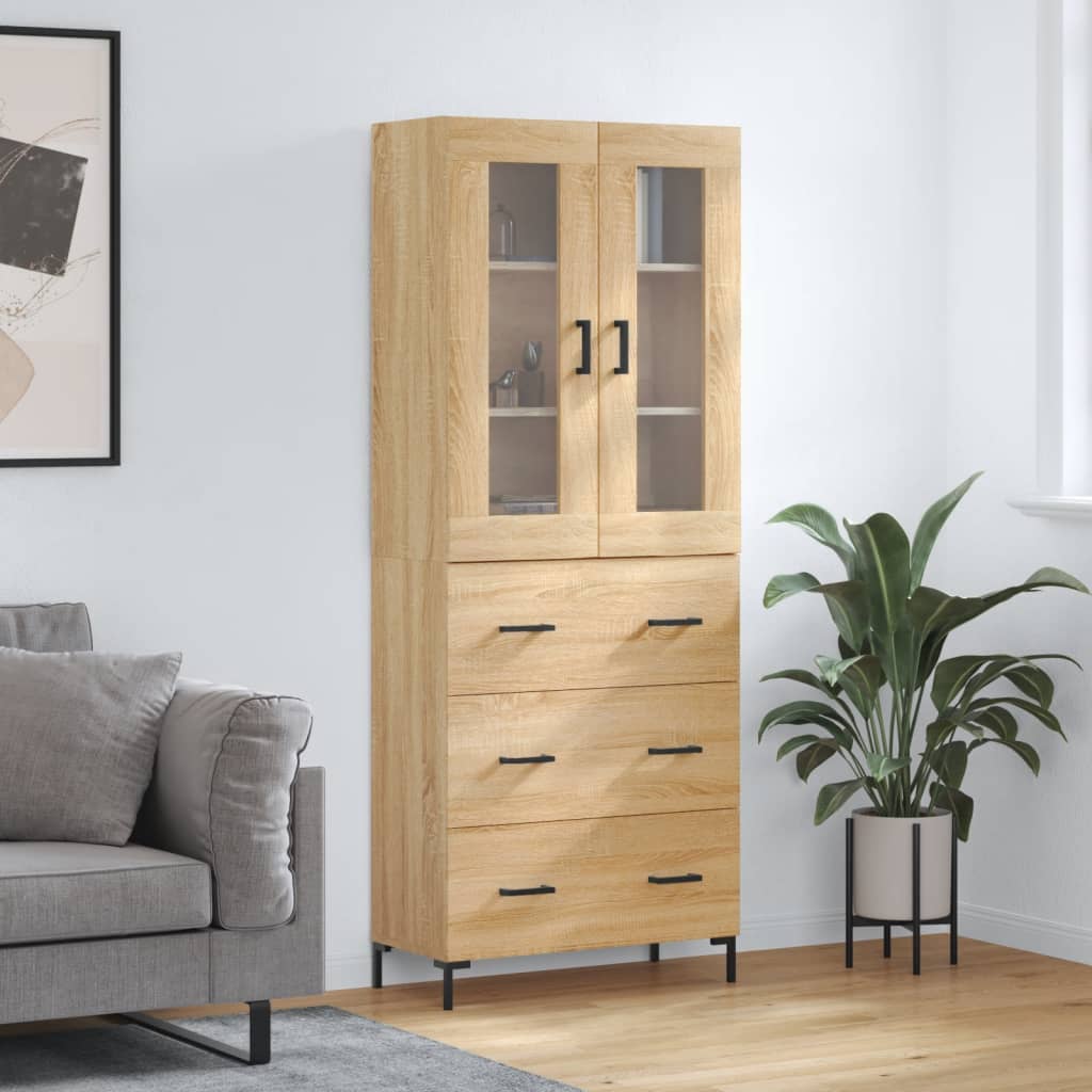 Highboard Sonoma-Eiche 69,5x34x180 cm Holzwerkstoff