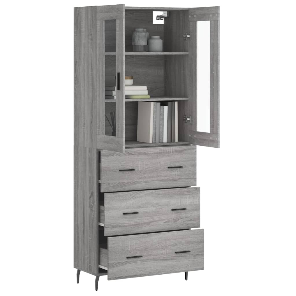 Highboard Grau Sonoma 69,5x34x180 cm Holzwerkstoff