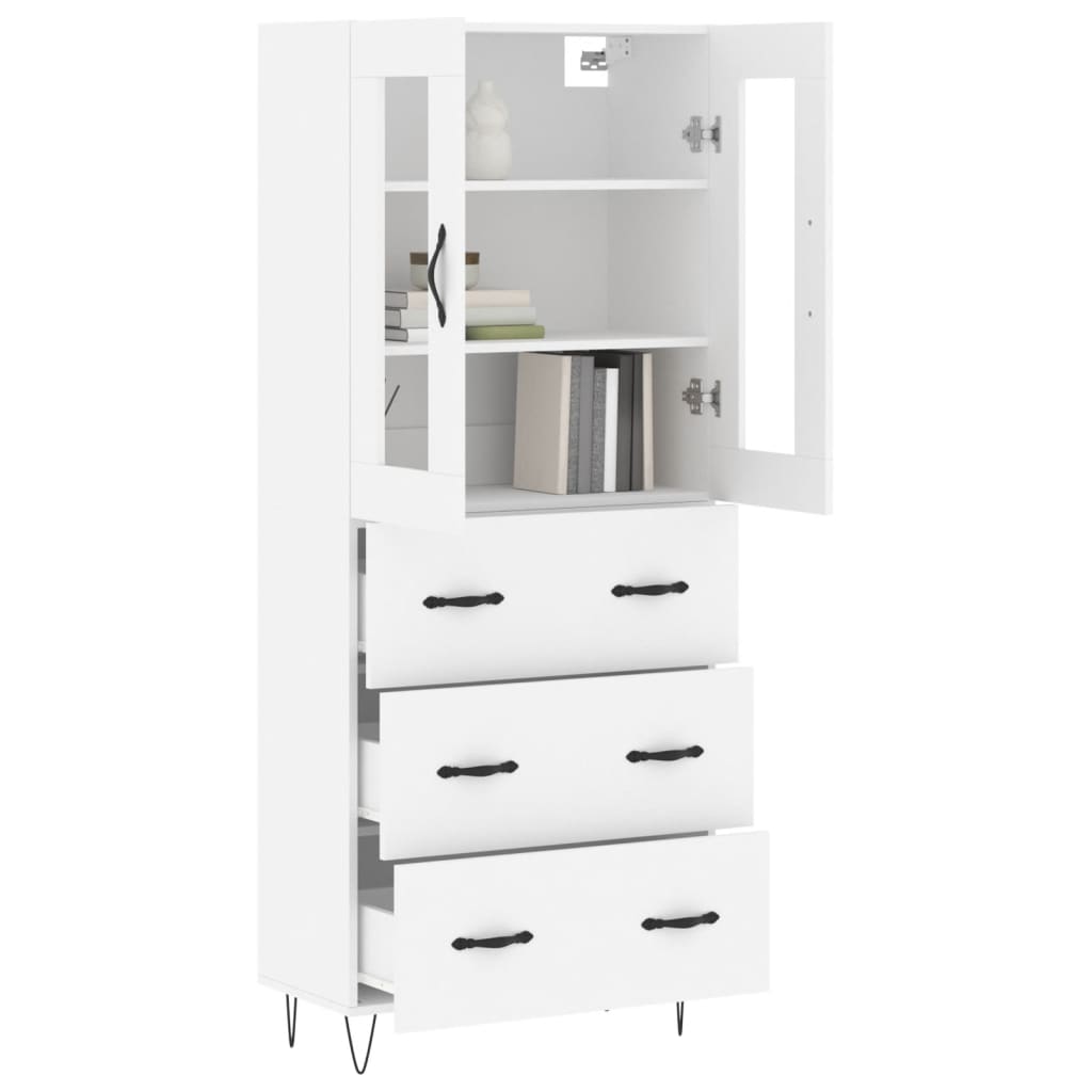Highboard Weiß 69,5x34x180 cm Holzwerkstoff