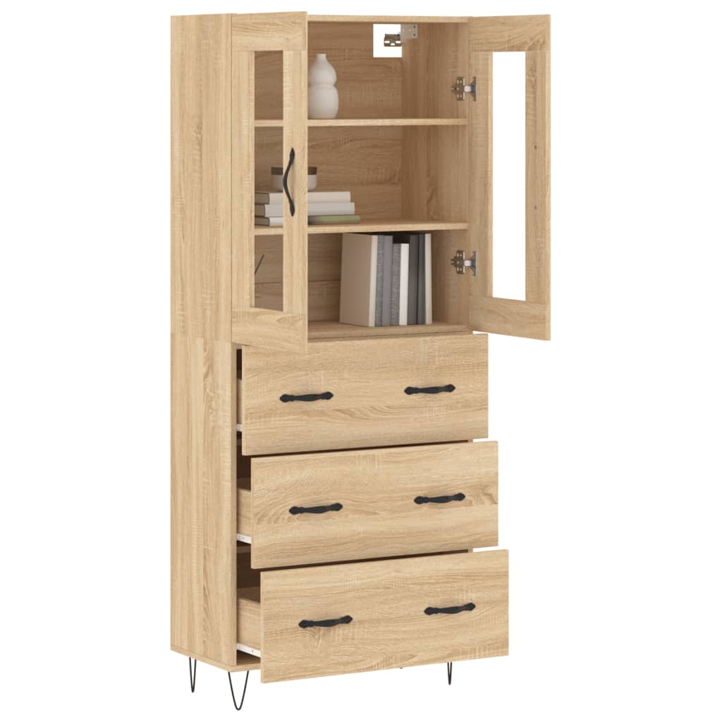 Highboard Sonoma-Eiche 69,5x34x180 cm Holzwerkstoff