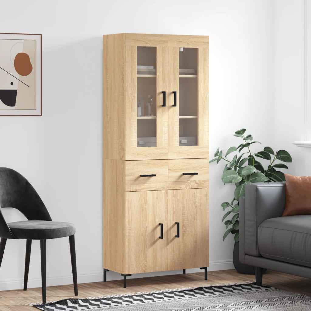 Highboard Sonoma-Eiche 69,5x34x180 cm Holzwerkstoff