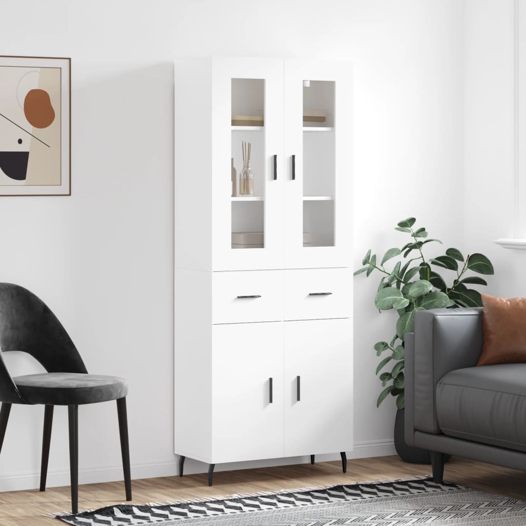 Highboard Weiß 69,5x34x180 cm Holzwerkstoff