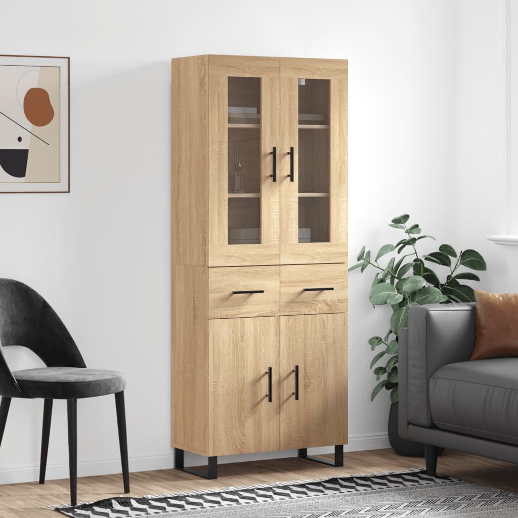 Highboard Sonoma-Eiche 69,5x34x180 cm Holzwerkstoff