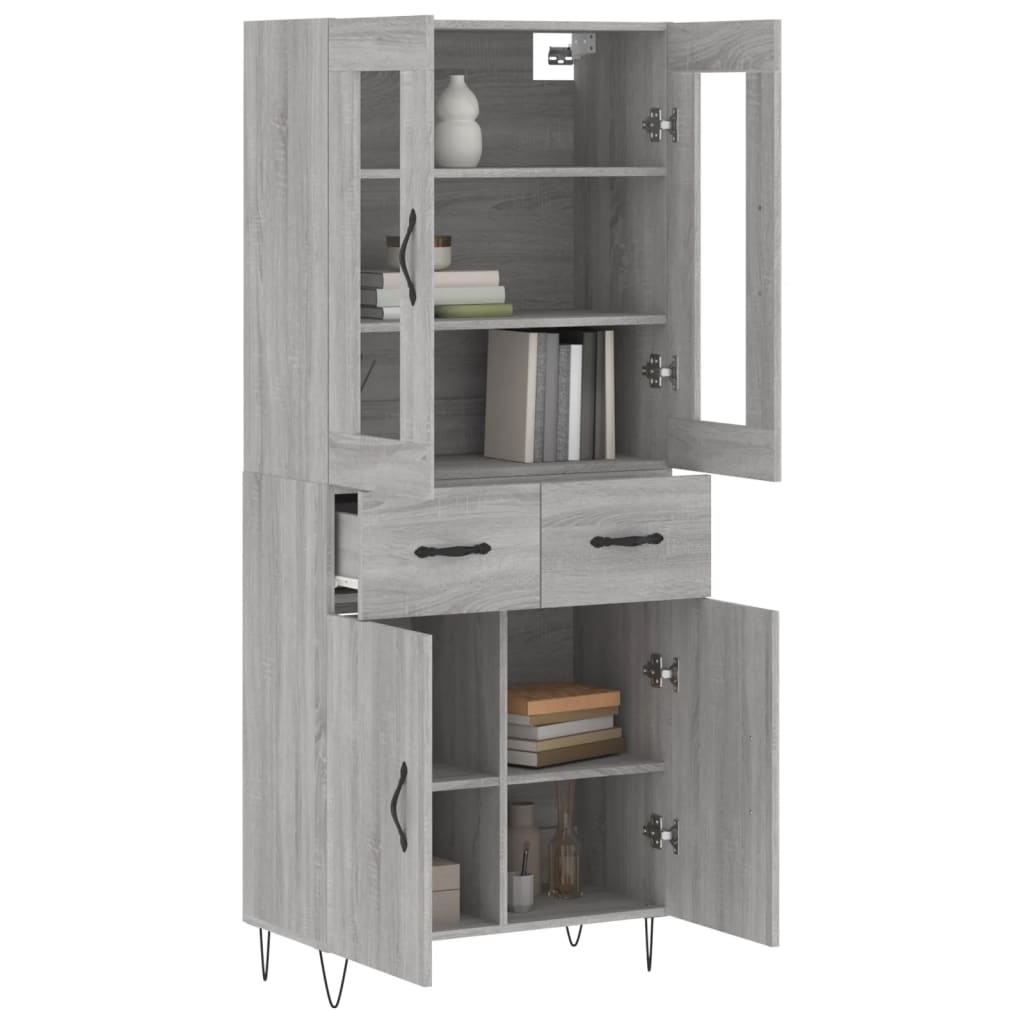 Highboard Grau Sonoma 69,5x34x180 cm Holzwerkstoff