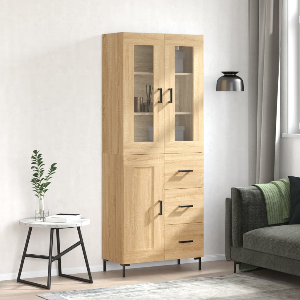 Highboard Sonoma-Eiche 69,5x34x180 cm Holzwerkstoff