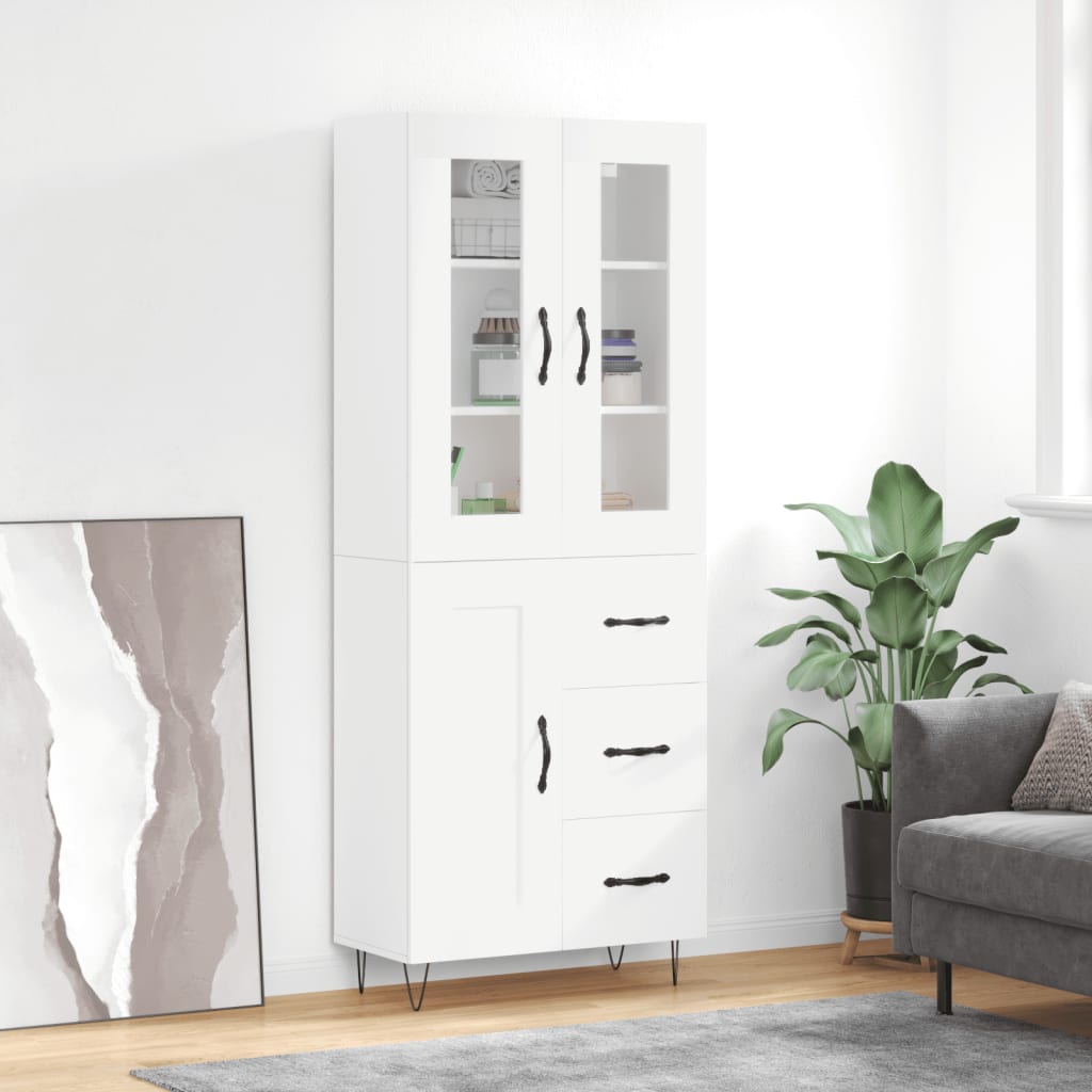 Highboard Weiß 69,5x34x180 cm Holzwerkstoff