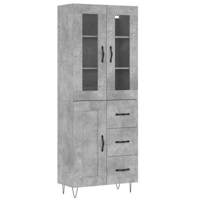 Highboard Betongrau 69,5x34x180 cm Holzwerkstoff