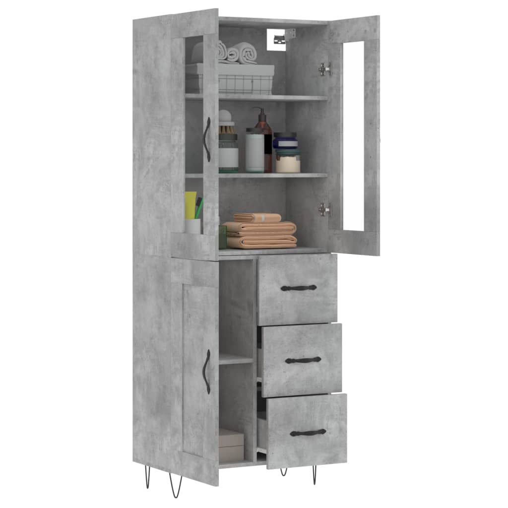 Highboard Betongrau 69,5x34x180 cm Holzwerkstoff