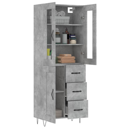Highboard Betongrau 69,5x34x180 cm Holzwerkstoff