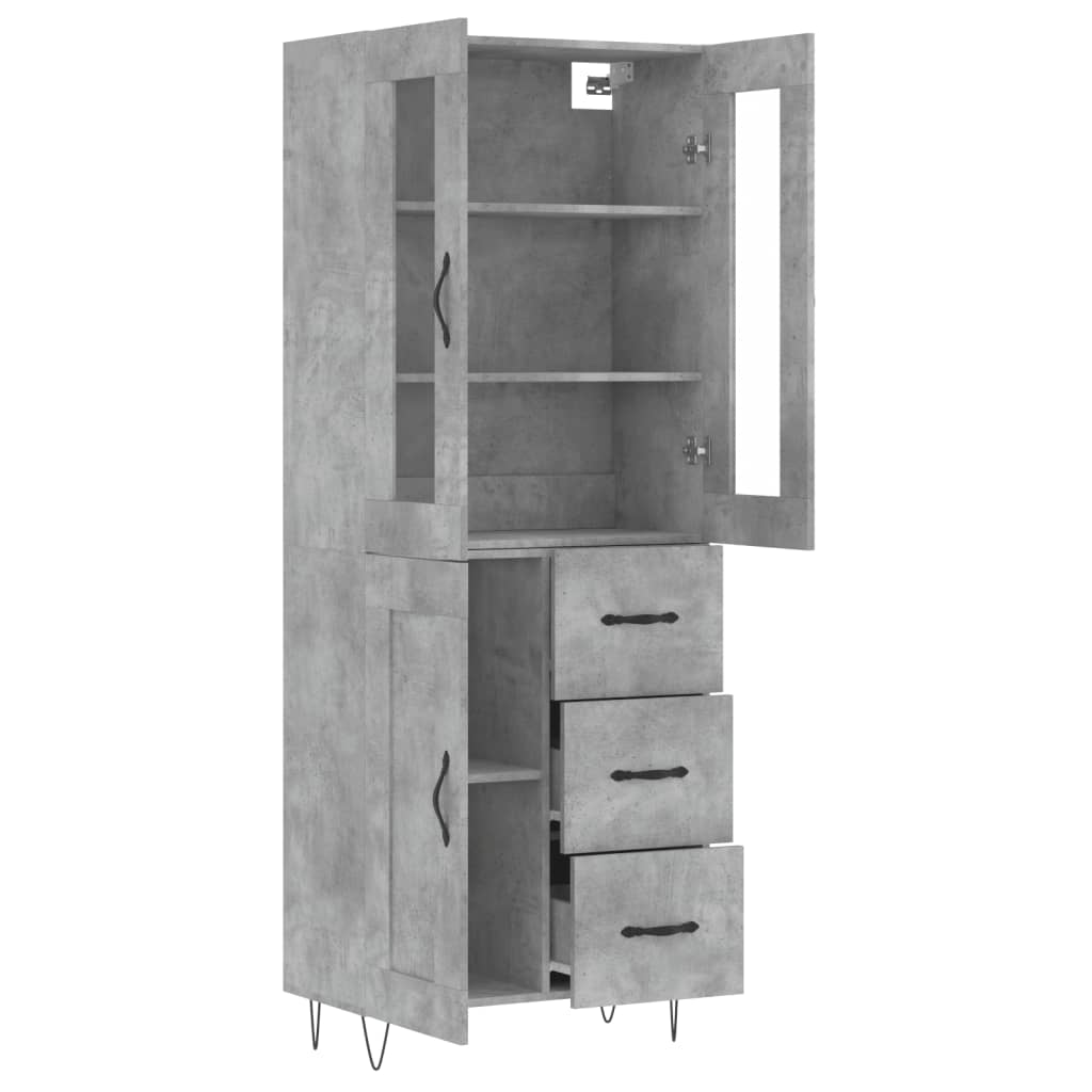 Highboard Betongrau 69,5x34x180 cm Holzwerkstoff