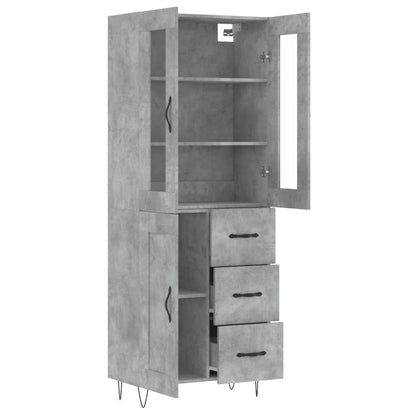 Highboard Betongrau 69,5x34x180 cm Holzwerkstoff