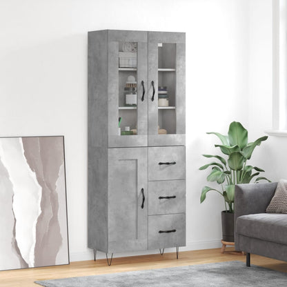 Highboard Betongrau 69,5x34x180 cm Holzwerkstoff