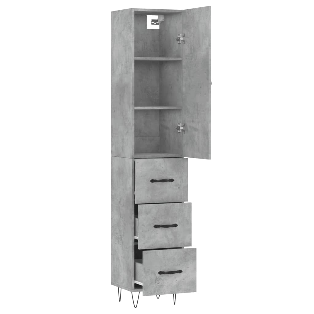 Highboard Betongrau 34,5x34x180 cm Holzwerkstoff