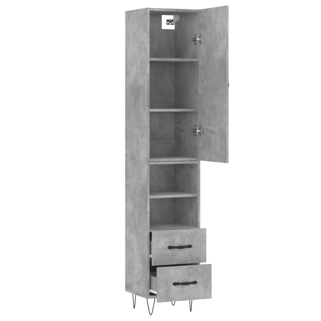 Highboard Betongrau 34,5x34x180 cm Holzwerkstoff