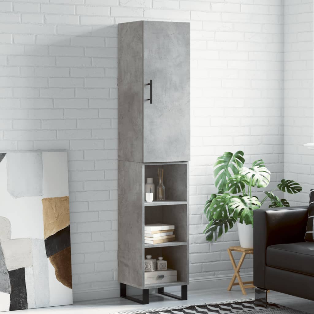 Highboard Betongrau 34,5x34x180 cm Holzwerkstoff