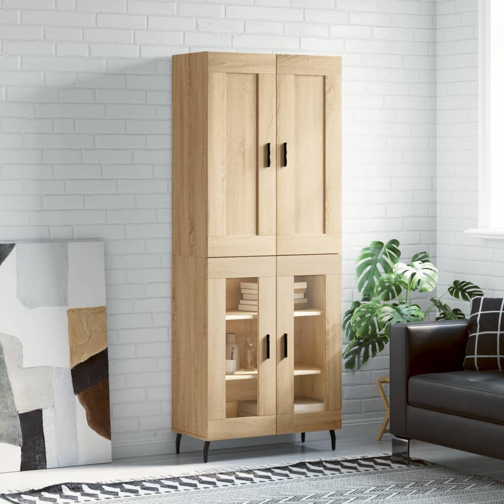 Highboard Sonoma-Eiche 69,5x34x180 cm Holzwerkstoff