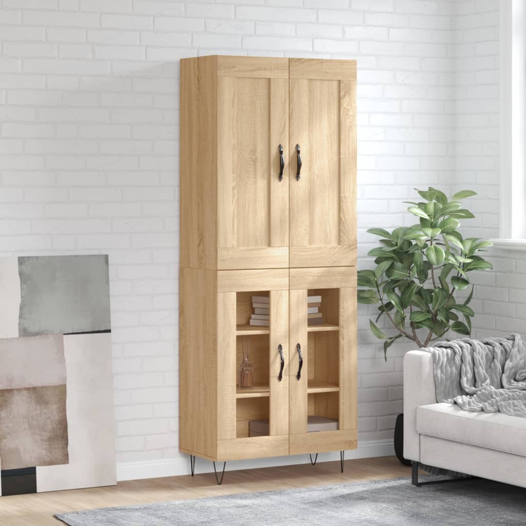 Highboard Sonoma-Eiche 69,5x34x180 cm Holzwerkstoff
