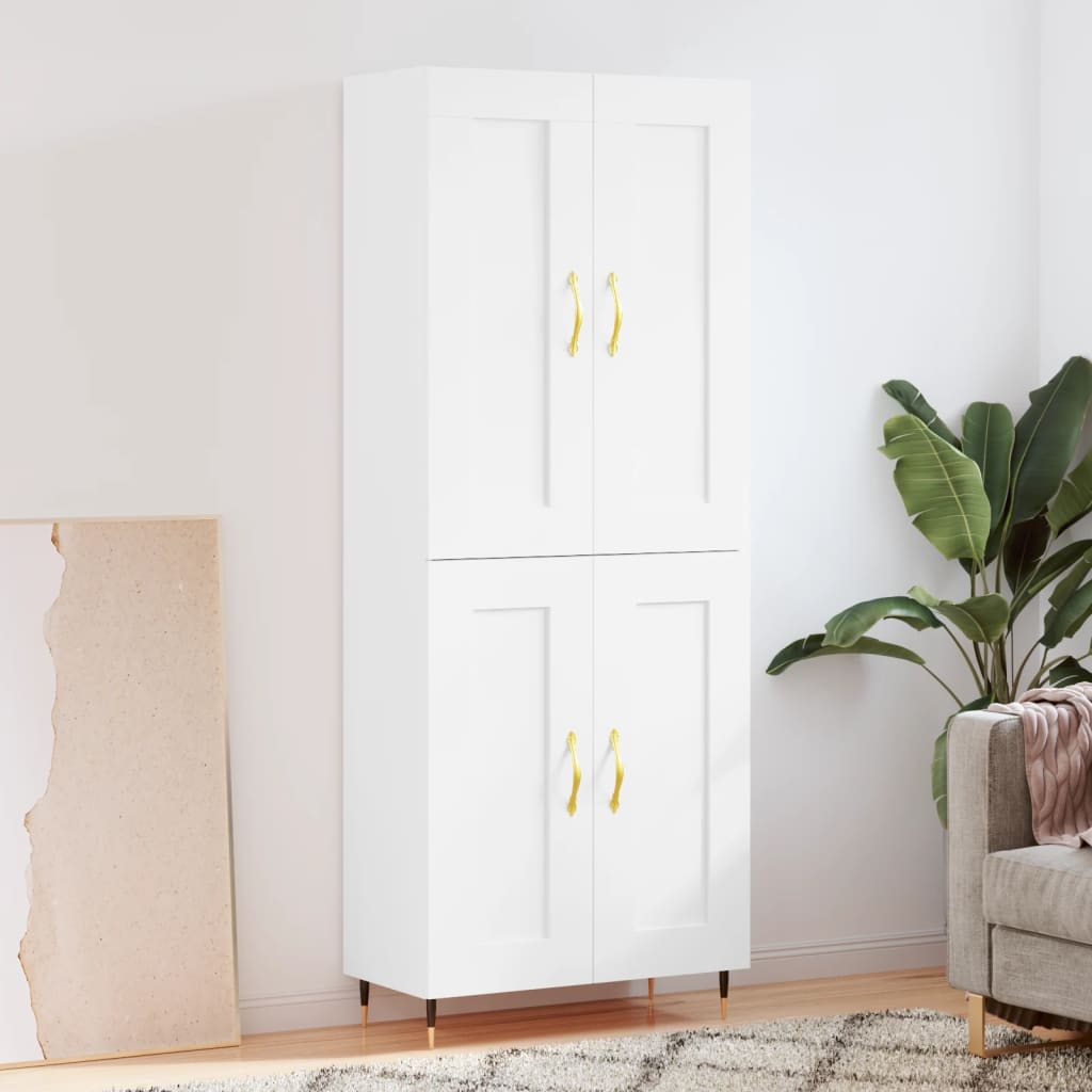 Highboard Weiß 69,5x34x180 cm Holzwerkstoff