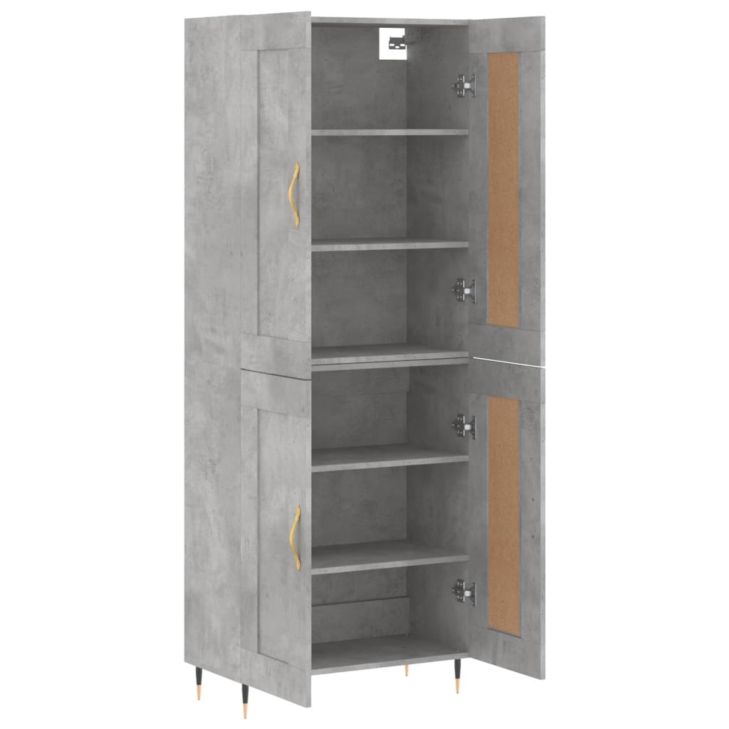 Highboard Betongrau 69,5x34x180 cm Holzwerkstoff