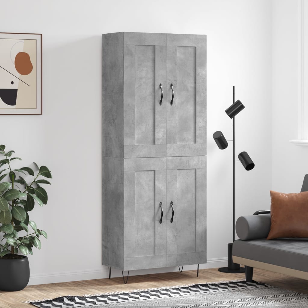 Highboard Betongrau 69,5x34x180 cm Holzwerkstoff