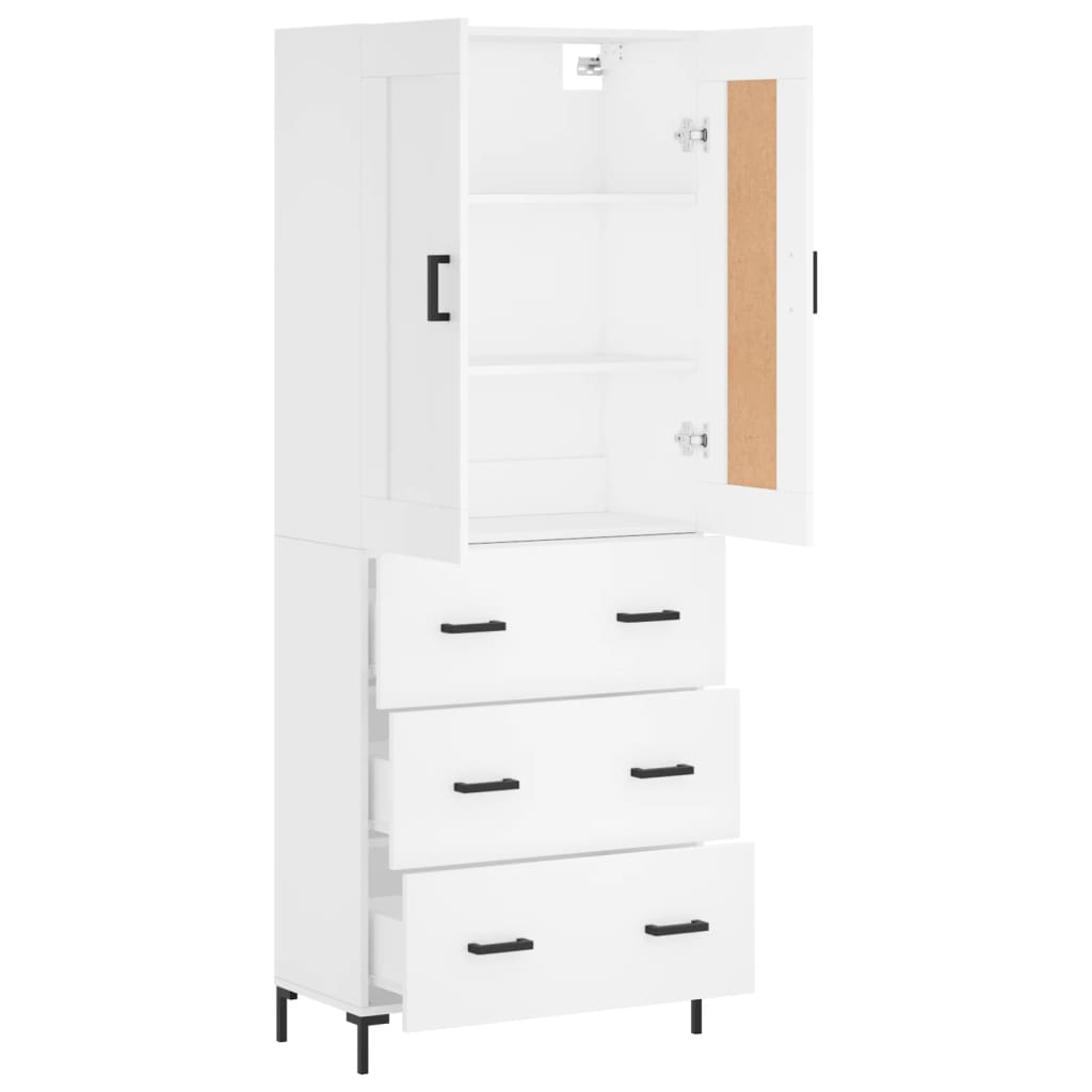 Highboard Weiß 69,5x34x180 cm Holzwerkstoff