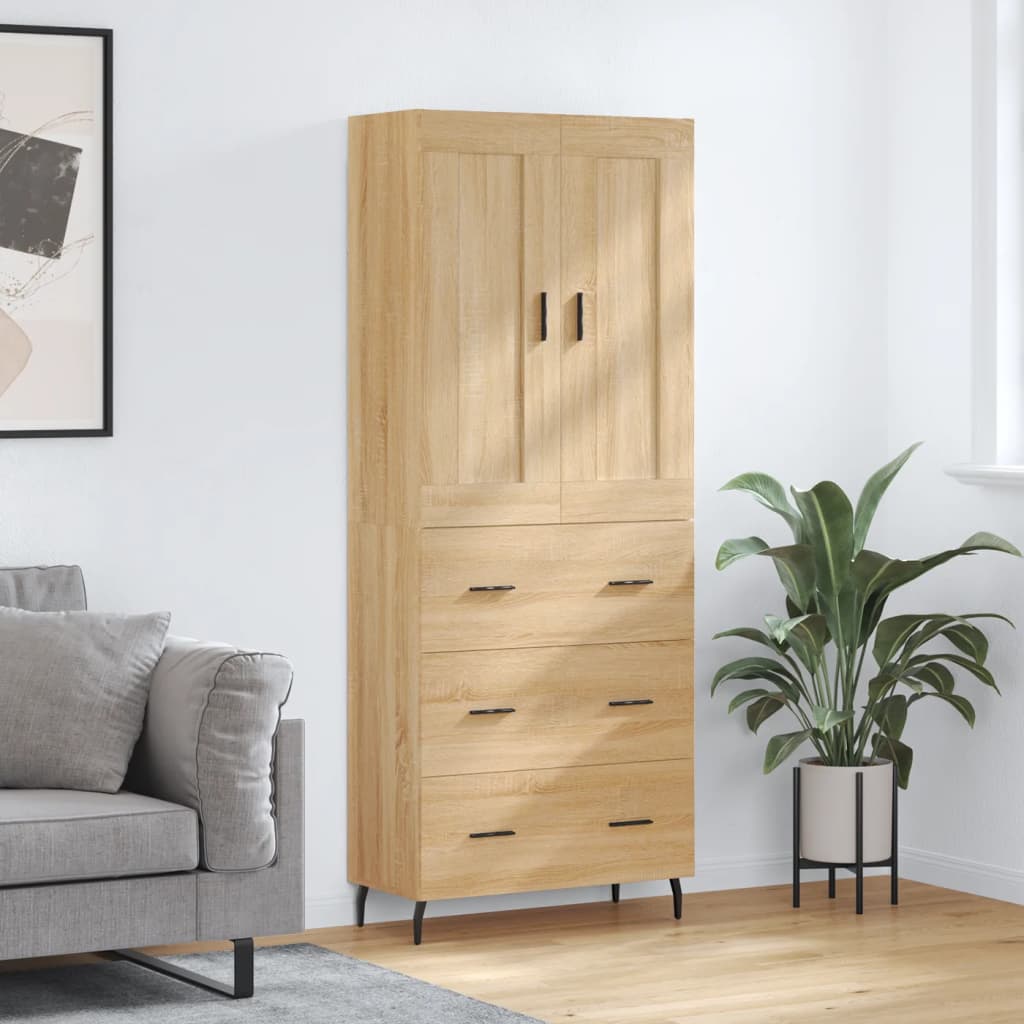 Highboard Sonoma-Eiche 69,5x34x180 cm Holzwerkstoff