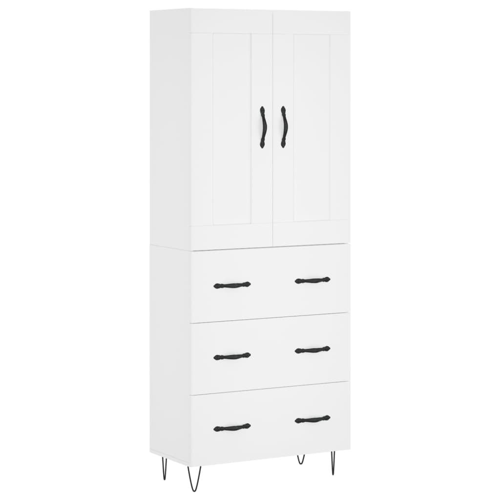 Highboard Weiß 69,5x34x180 cm Holzwerkstoff