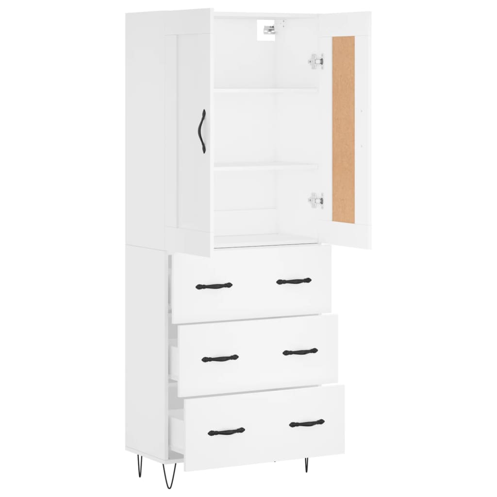 Highboard Weiß 69,5x34x180 cm Holzwerkstoff