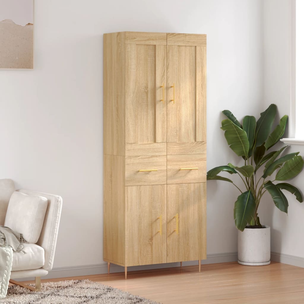 Highboard Sonoma-Eiche 69,5x34x180 cm Holzwerkstoff