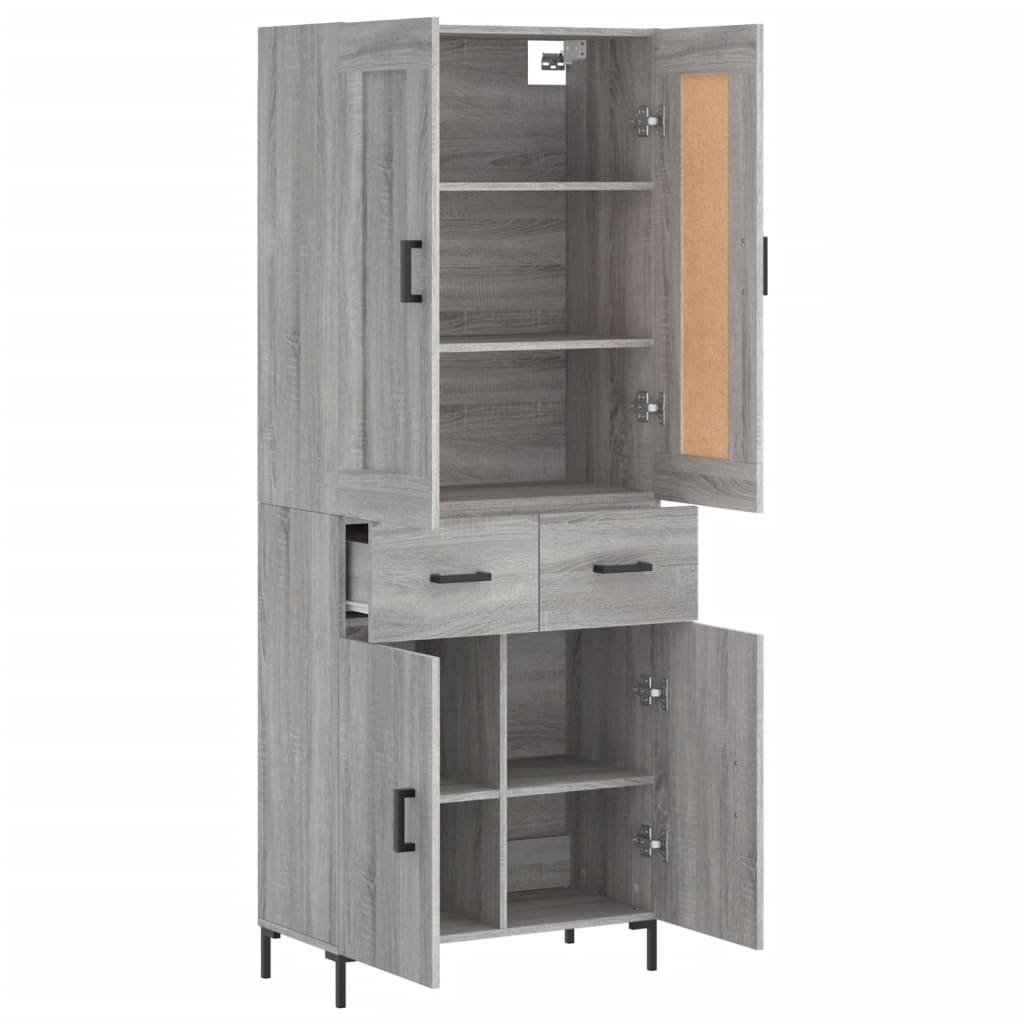 Highboard Grau Sonoma 69,5x34x180 cm Holzwerkstoff