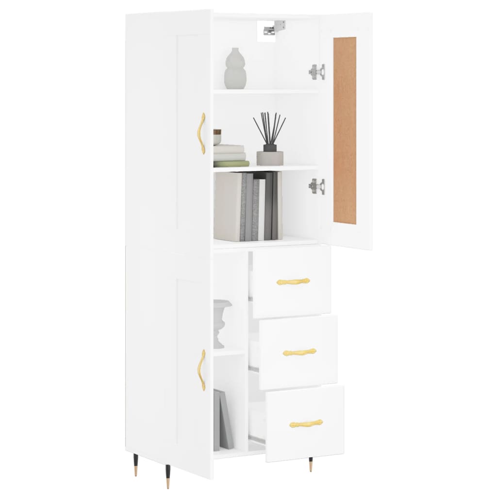 Highboard Weiß 69,5x34x180 cm Holzwerkstoff