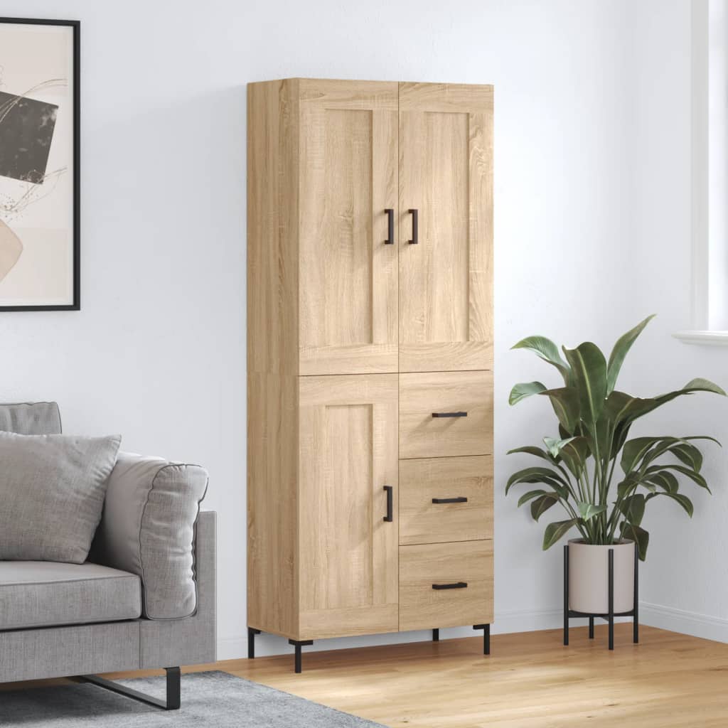 Highboard Sonoma-Eiche 69,5x34x180 cm Holzwerkstoff